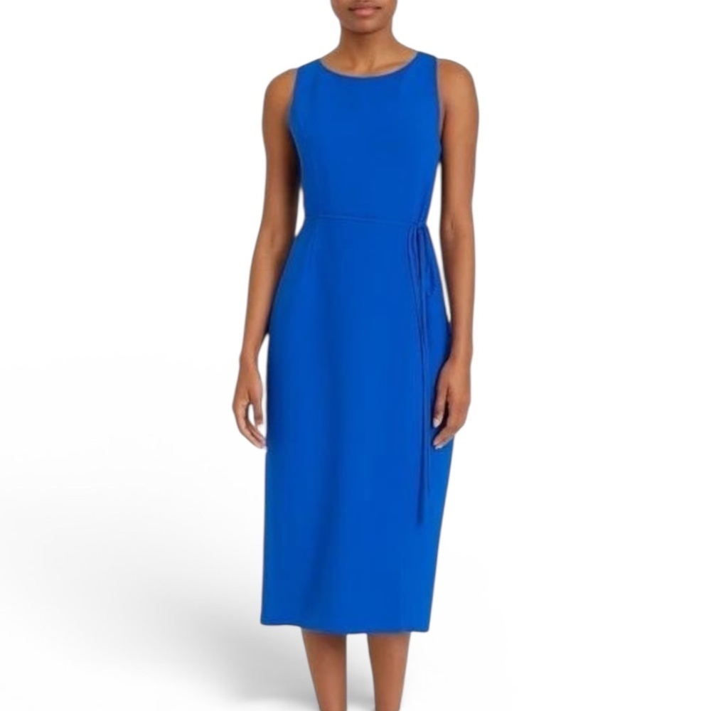 Eileen Fisher Silk Georgette Crepe Bateau Neckline Sleeveless Dress Size XXS